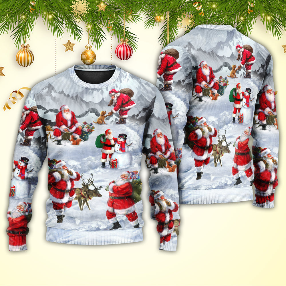 Christmas Santa Snow Mountain Art – Sweater - Ugly Christmas Sweater