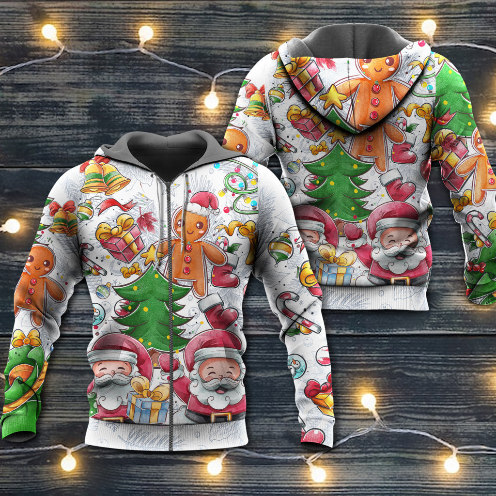 Christmas Santa Cute Snowman Gingerbread - Hoodie
