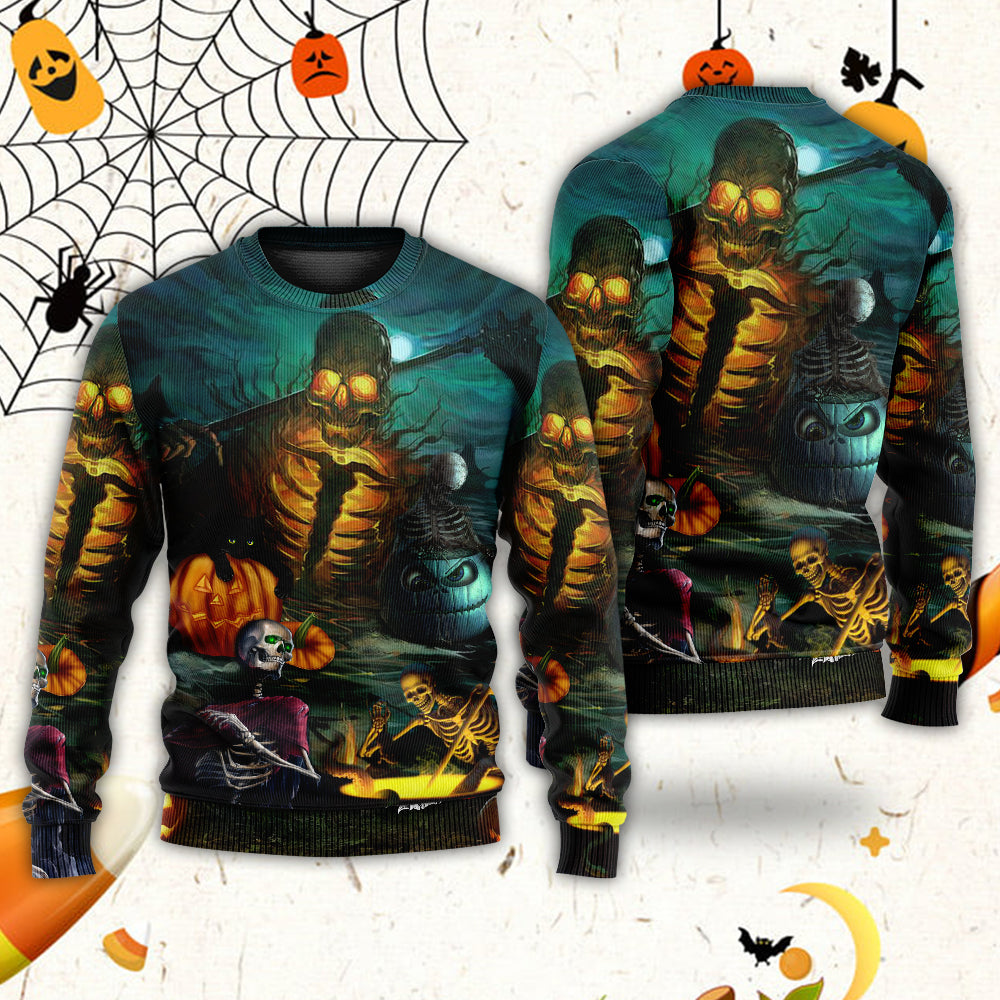Halloween Skull Dark Night Art – Sweater - Ugly Christmas Sweater