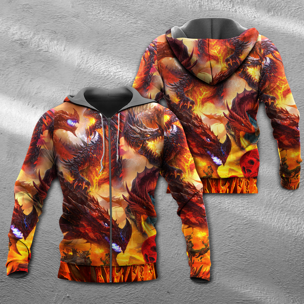 Red Dragon Skull Fire - 3D Hoodie