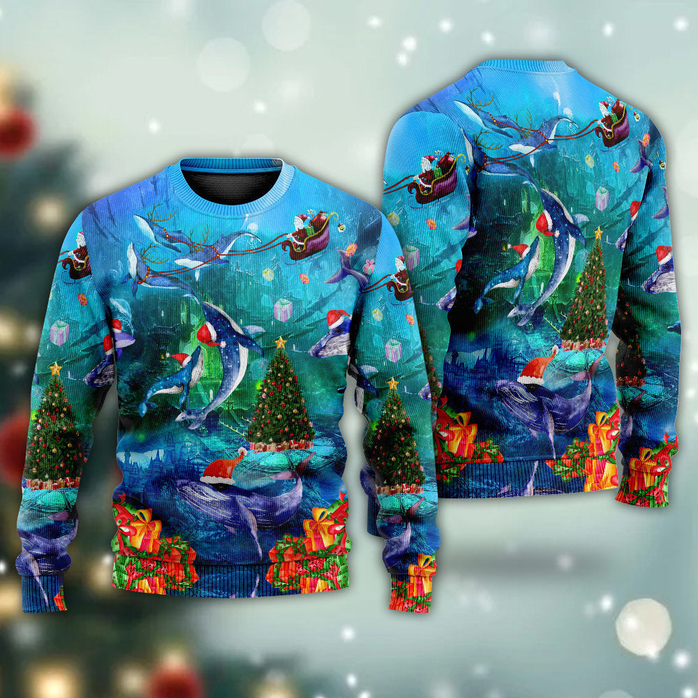 Christmas Whales Under The Sea – Sweater - Ugly Christmas Sweater