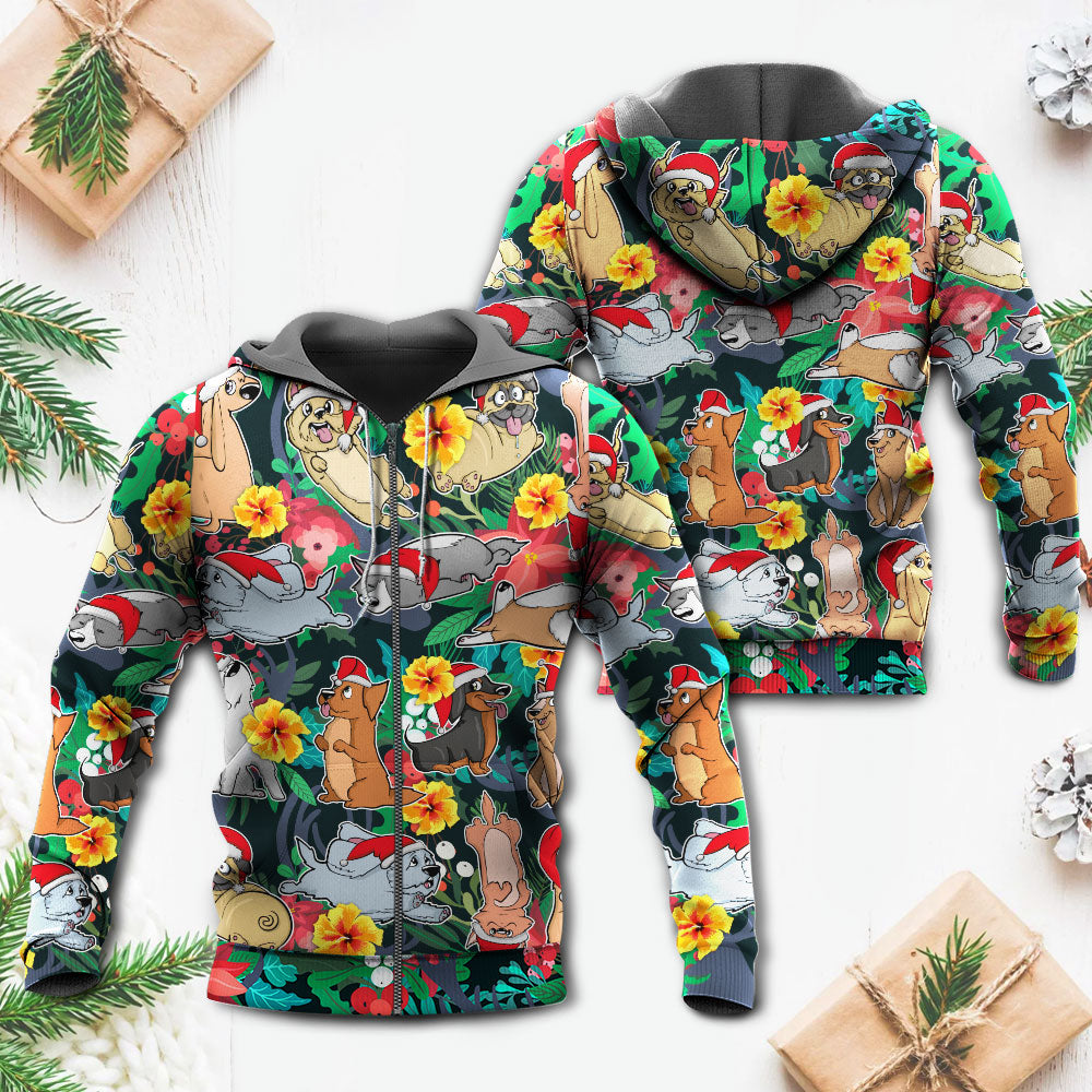 Christmas Dog Santa Merry Xmas - Hoodie