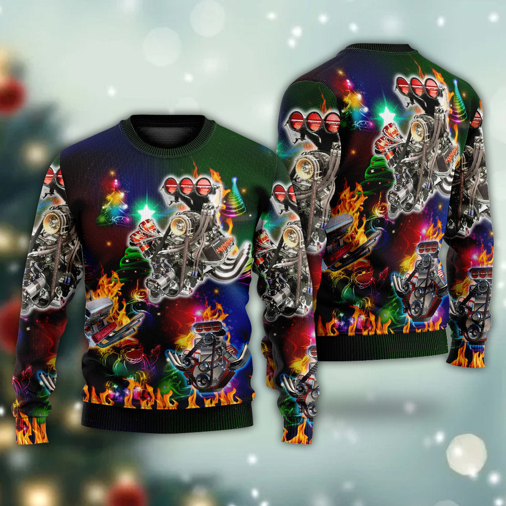 Hot Rod Christmas Tree Fire Style – Sweater - Ugly Christmas Sweater