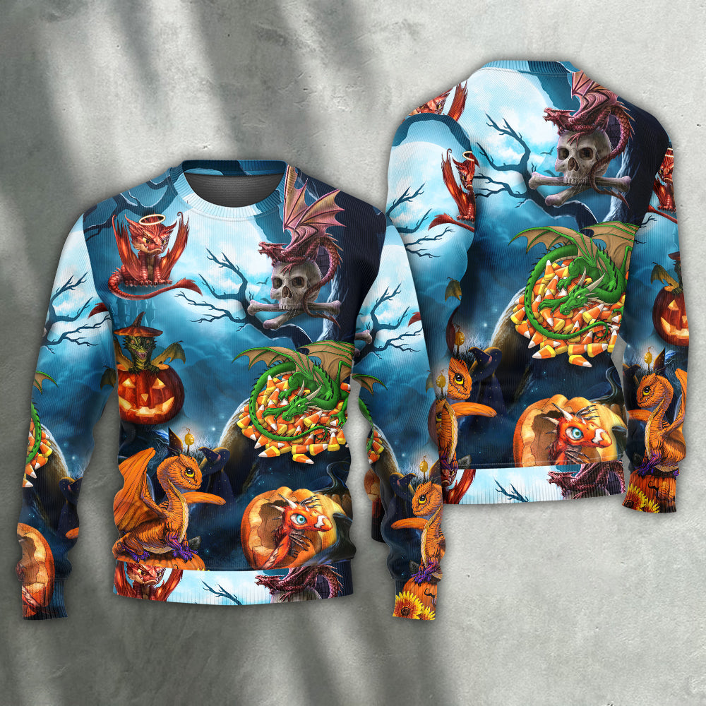 Halloween Dragon Pumpkin Night Art – Sweater - Ugly Christmas Sweater