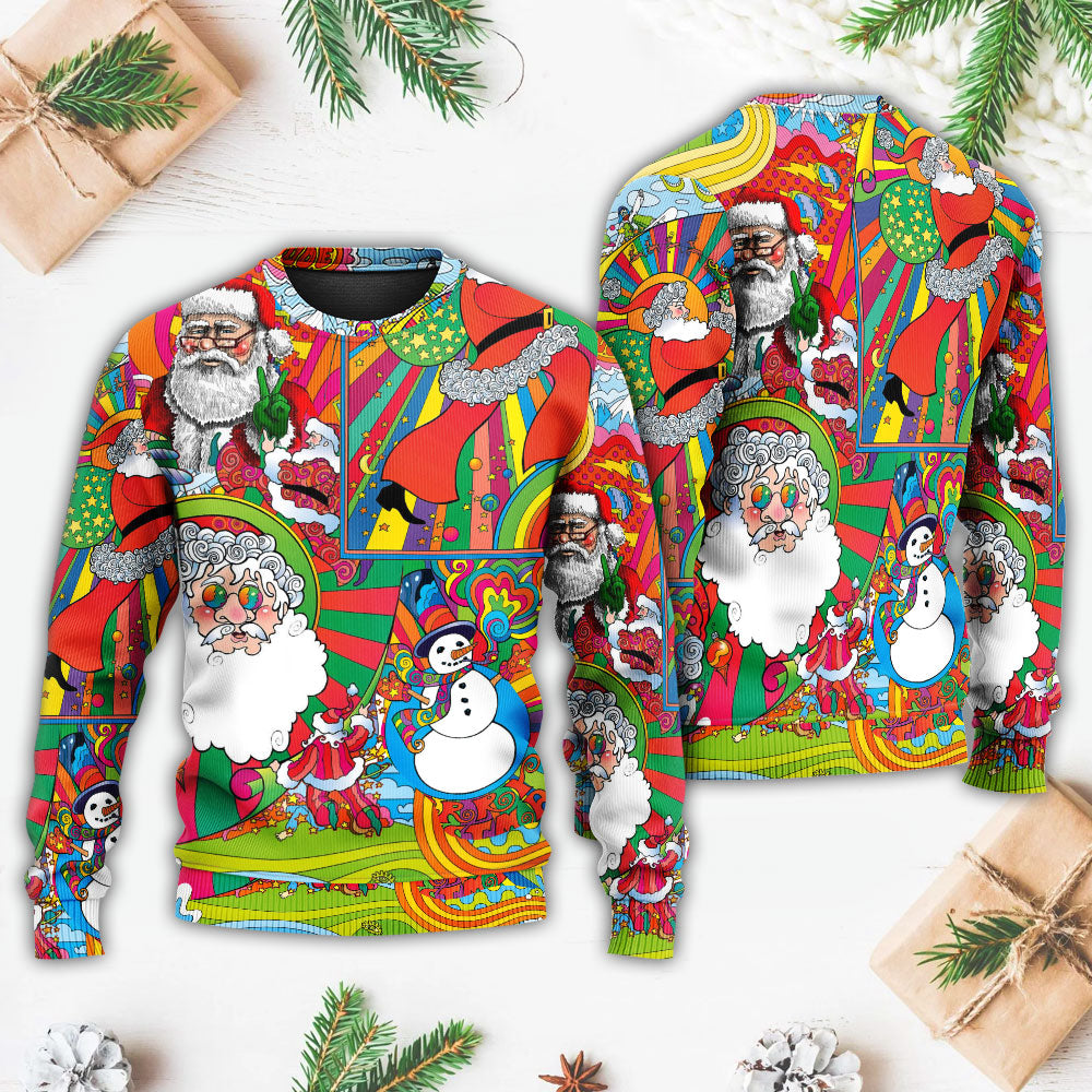 Hippie Santa Merry Xmas Style – Sweater - Ugly Christmas Sweater