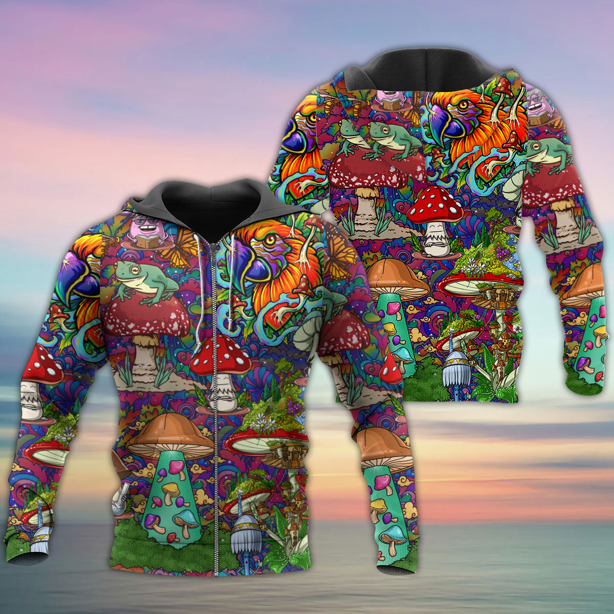 Hippie Mushroom Peace Lover Art – 3D Hoodie