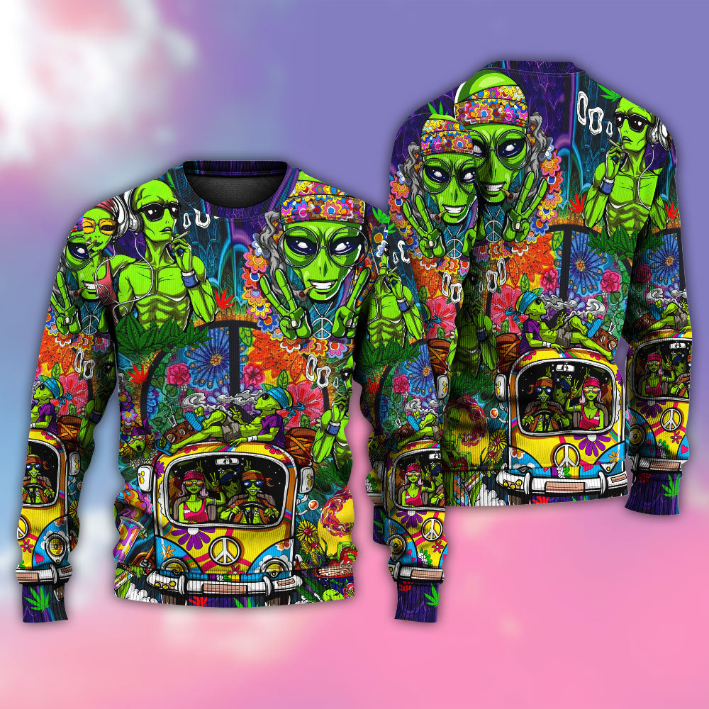 Hippie Space Alien Cosmic Art – Sweater - Ugly Christmas Sweater