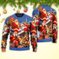 Christmas Santa Up On Rooftop Art Style – Sweater - Ugly Christmas Sweater