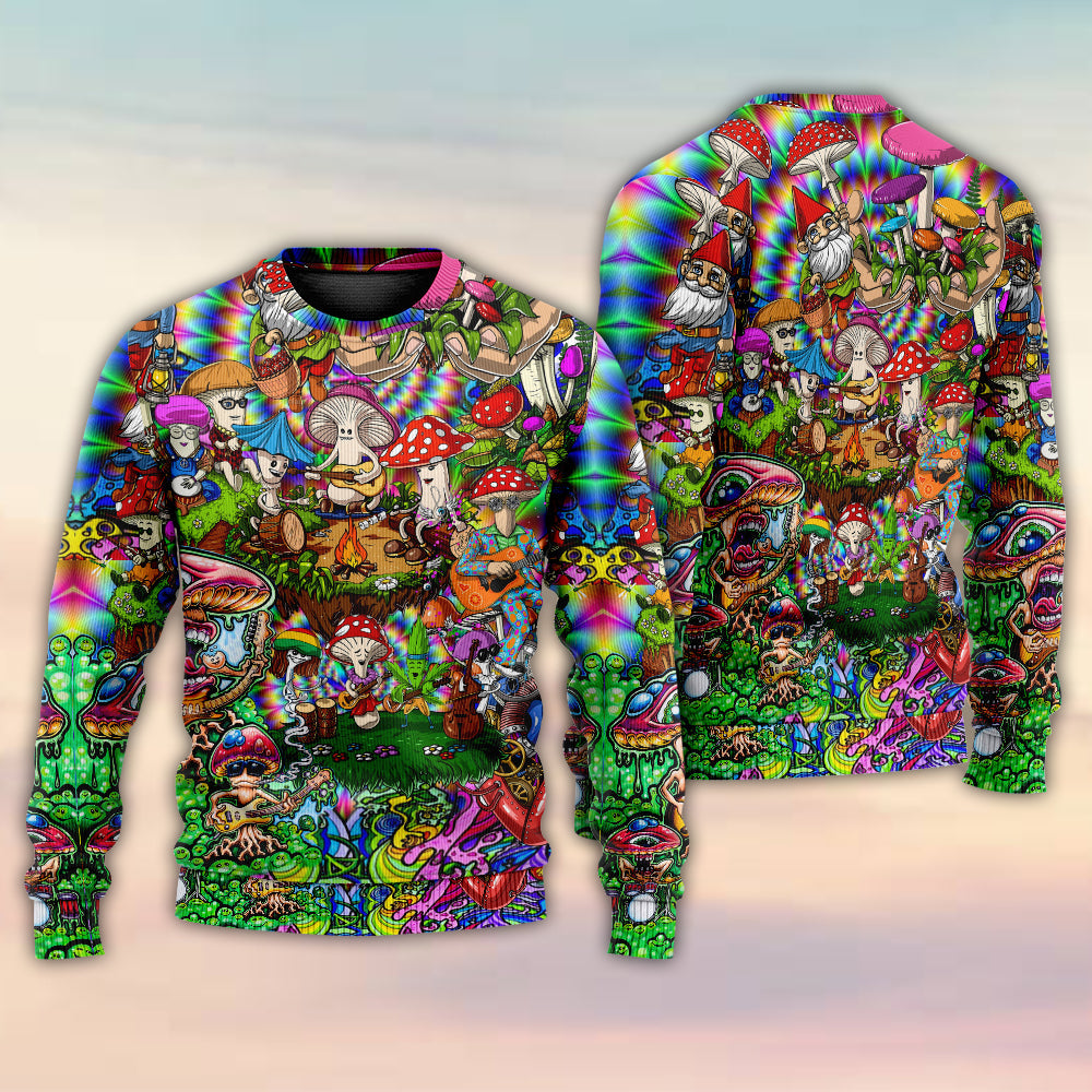 Hippie Mushroom Music Life Art – Sweater - Ugly Christmas Sweater
