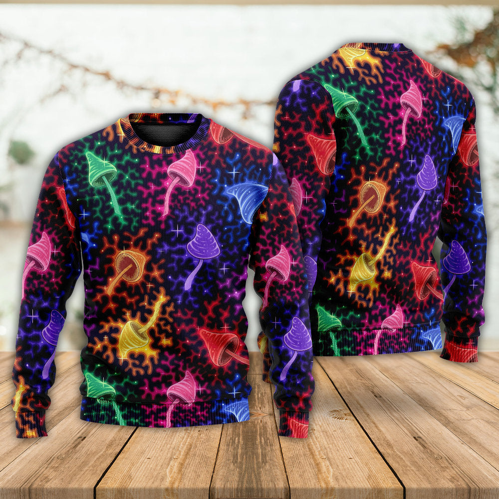 Galaxy Rainbow Mushroom Colorful Art – Sweater - Ugly Christmas Sweater
