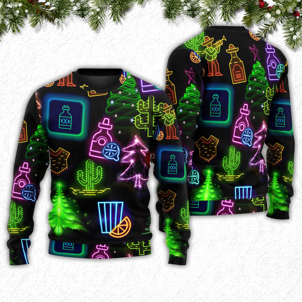 Christmas Neon Drink Art Style – Sweater - Ugly Christmas Sweater