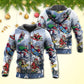 Santa Skateboard Snow Mountain - 3D Hoodie