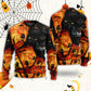 Halloween Owl Pumpkin Night Art – Sweater - Ugly Christmas Sweater
