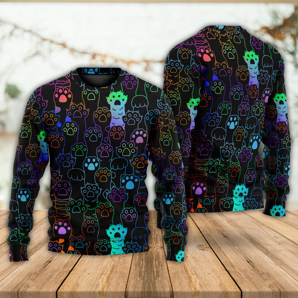 Cute Cat Little Paw Art Style – Sweater - Ugly Christmas Sweater