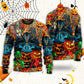 Halloween Skull Pumpkin Dark Art Style – Sweater - Ugly Christmas Sweater
