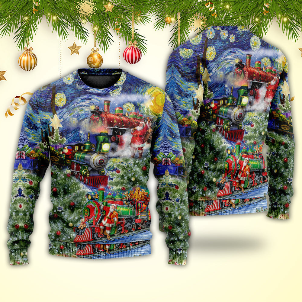 Christmas Gift Train Arrives At The Wharf – Sweater - Ugly Christmas Sweater