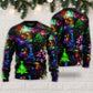 Christmas Neon Tree And Snowman Art – Sweater - Ugly Christmas Sweater