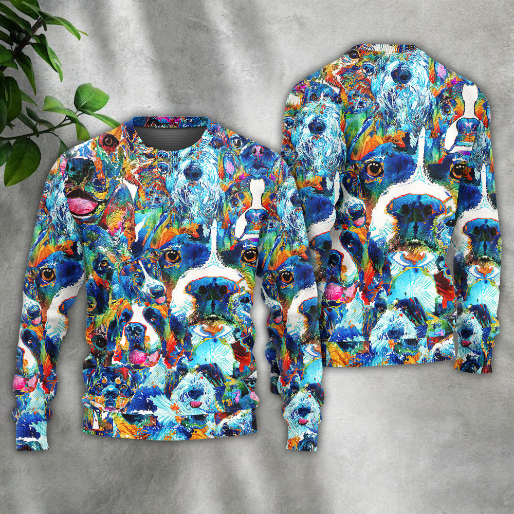 Dog Lover Delight Art Style – Sweater - Ugly Christmas Sweater