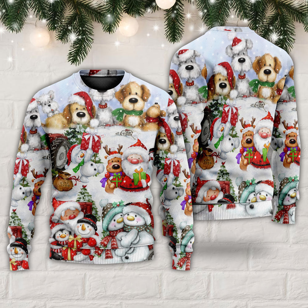 Santa And Snowman Happy Together – Sweater - Ugly Christmas Sweater