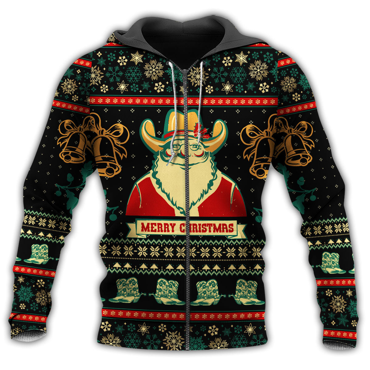 Santa Cowboy Giving Gifts - 3D Hoodie