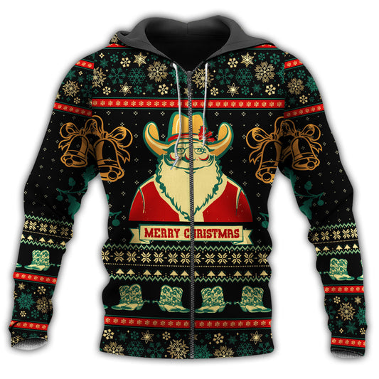 Santa Cowboy Giving Gifts - 3D Hoodie