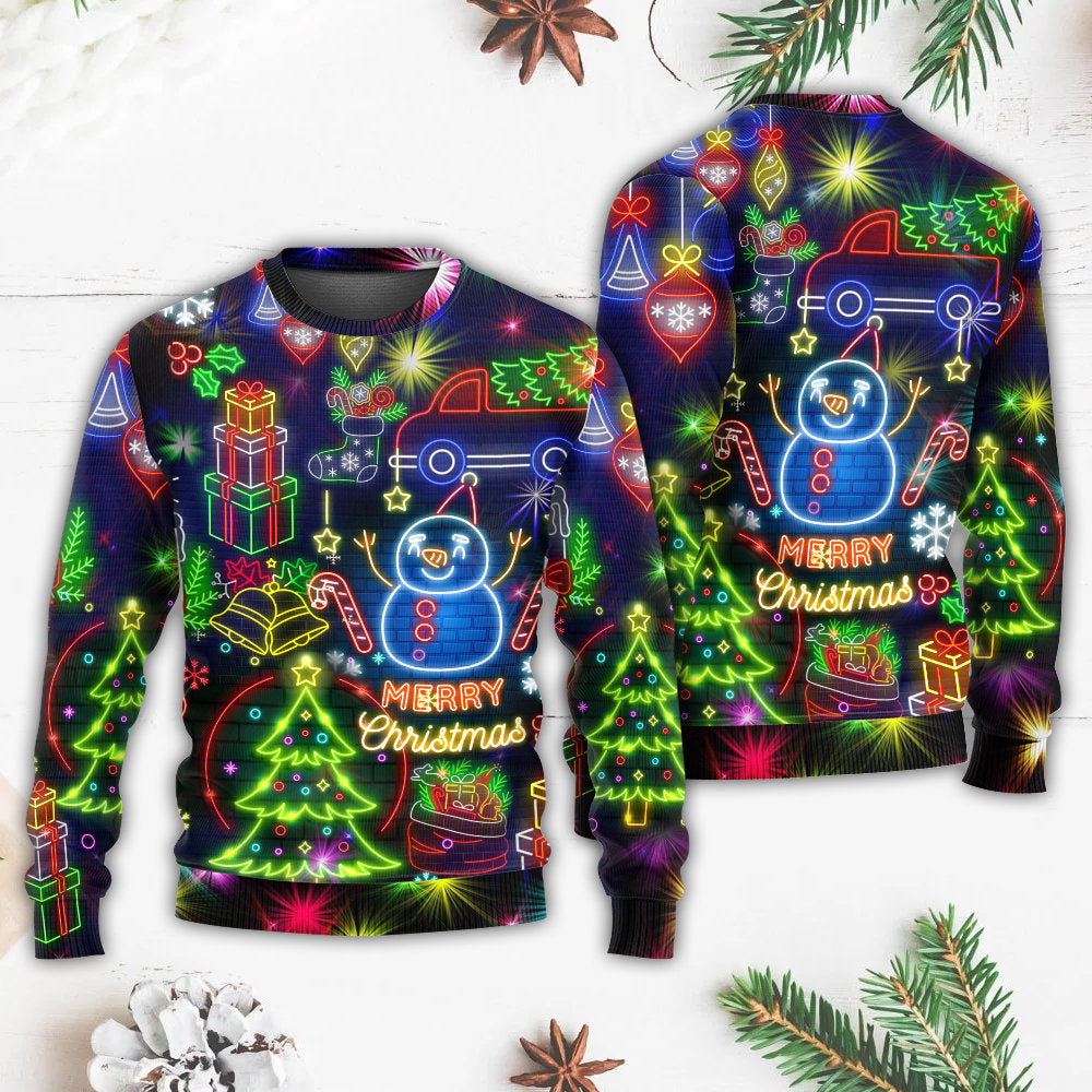 Christmas Bright Neon Lighting Art – Sweater - Ugly Christmas Sweater
