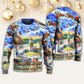 Lighthouse Christmas Santa Through The Storm – Sweater - Ugly Christmas Sweater