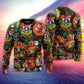 Hippie Mushroom Trippy Colorful Art – Sweater - Ugly Christmas Sweater
