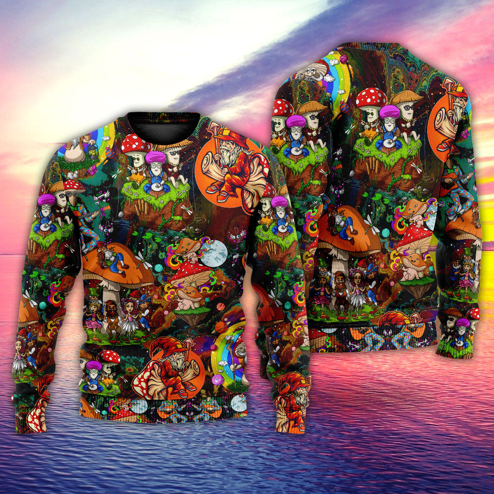 Hippie Mushroom Trippy Colorful Art – Sweater - Ugly Christmas Sweater
