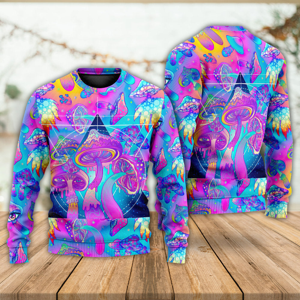 Psychedelic Mushroom Magical Eye Art – Sweater - Ugly Christmas Sweater