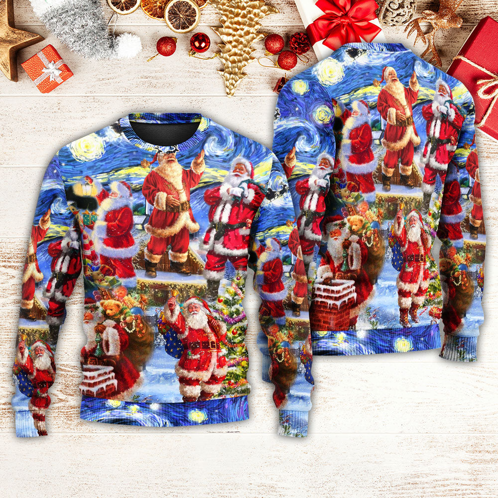 Christmas Santa Snowy Night Merry Xmas – Sweater - Ugly Christmas Sweater