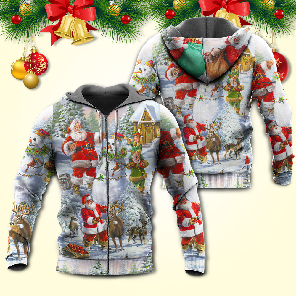 Santa Snowman Elf Happy Art - 3D Hoodie