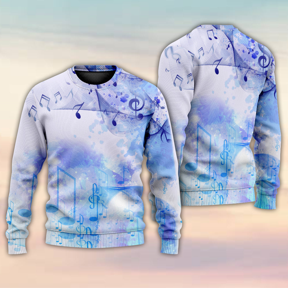 Watercolor Music Notes Art Style – Sweater - Ugly Christmas Sweater