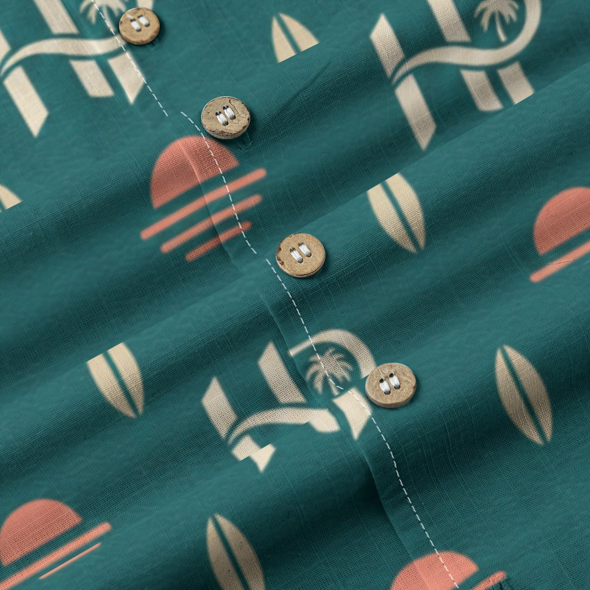 HP Sunset Monogram Hawaiian Shirt – Teal & Coral