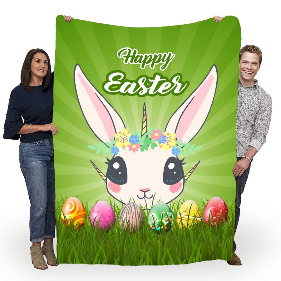 Easter Unicorn Easter Flannel Blanket For Bed Sofa And Reading Nook Decor