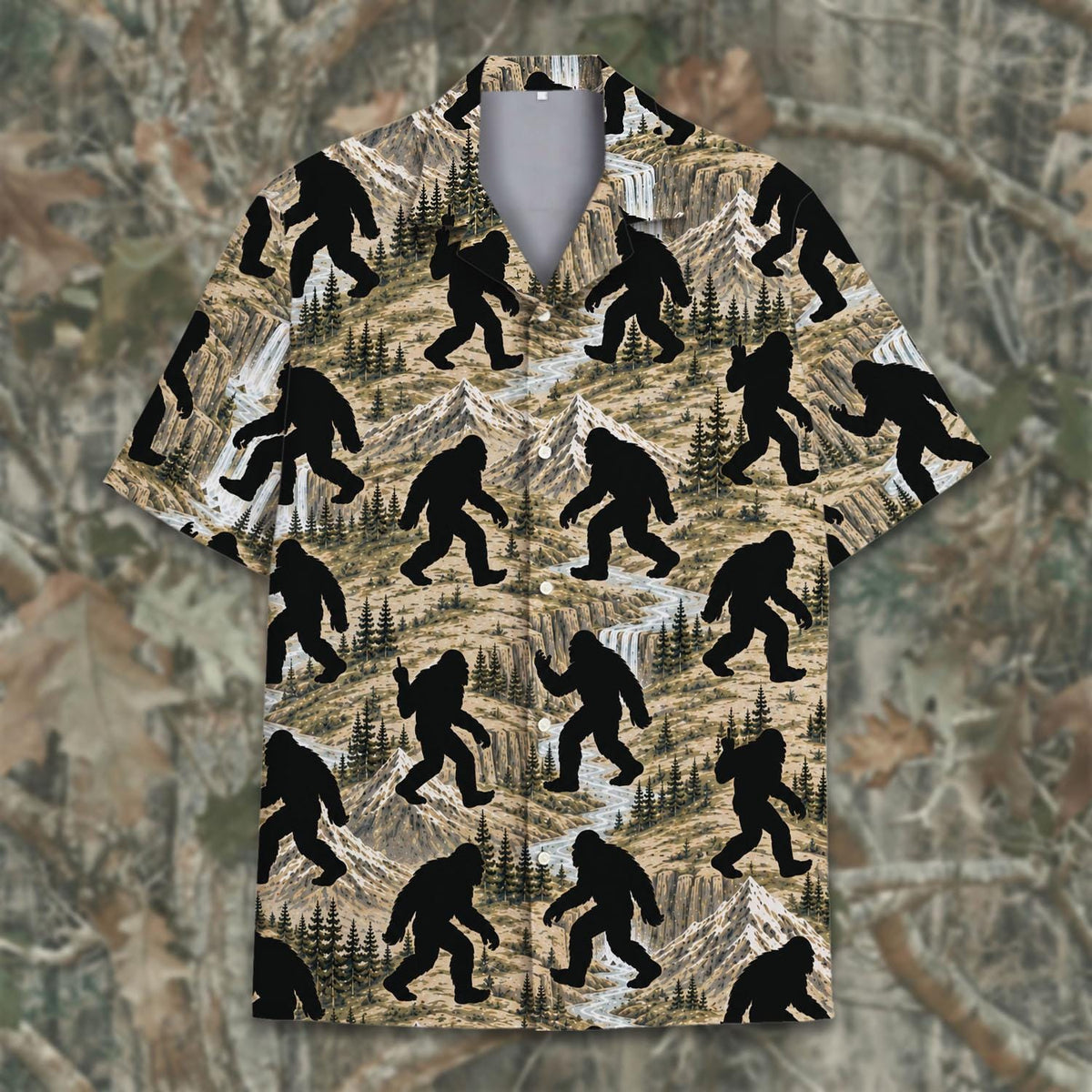 Funny Bigfoot Sasquatch Military Camouflage – Hawaiian Shirt