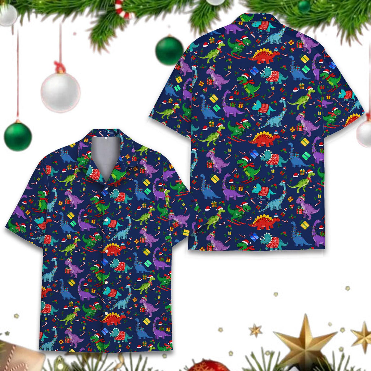Christmas Dinosaur Funny Dino Holiday Party 2 – Hawaiian Shirt