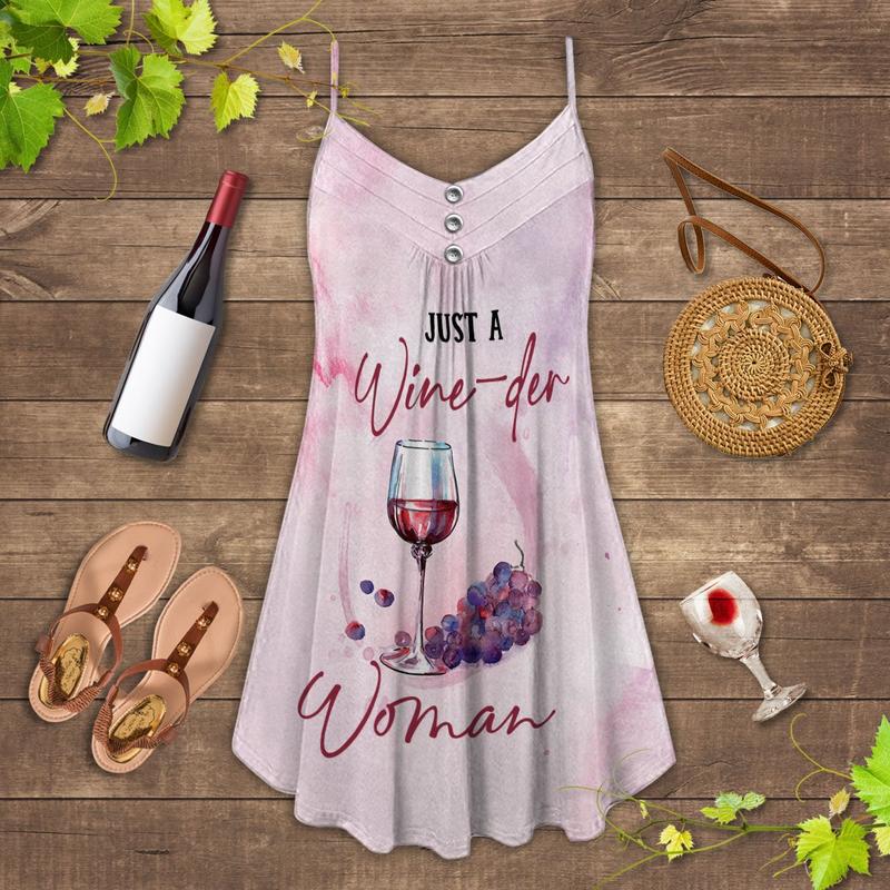 Just A Girl Who Loves Wine – Women's Summer Sleeveless V-Neck Camisole Dress