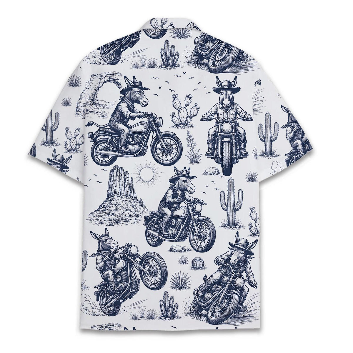 Western Donkey Motorcycle Vintage Cowboy Desert Cactus – Hawaiian Shirt