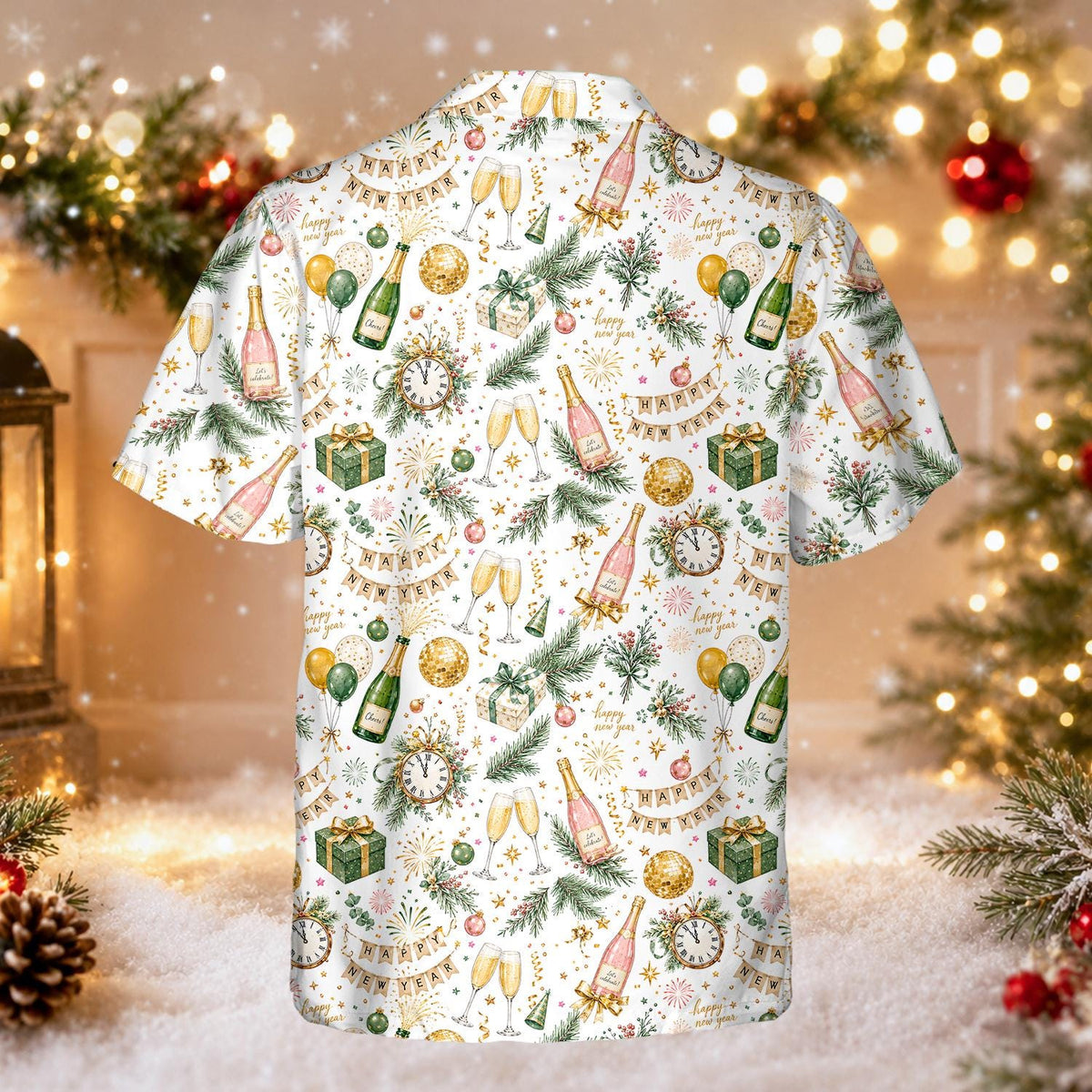 Happy New Year Champagne Bottle Countdown Celebration – Hawaiian Shirt