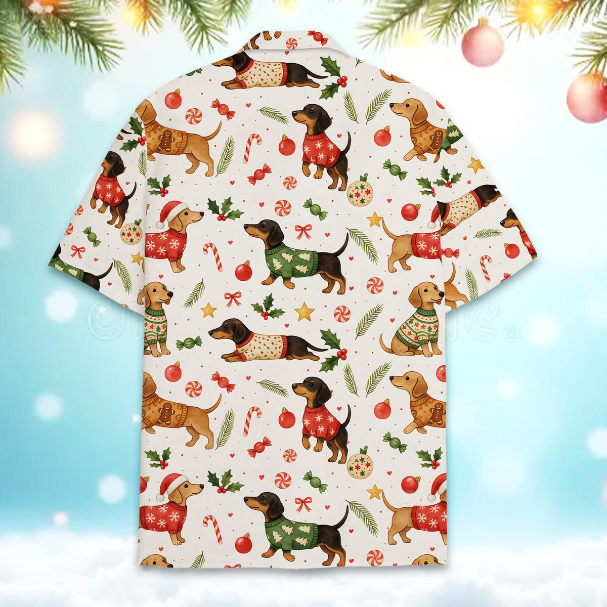 Christmas Dachshund Cute Wiener Dog Festive Holiday – Hawaiian Shirt