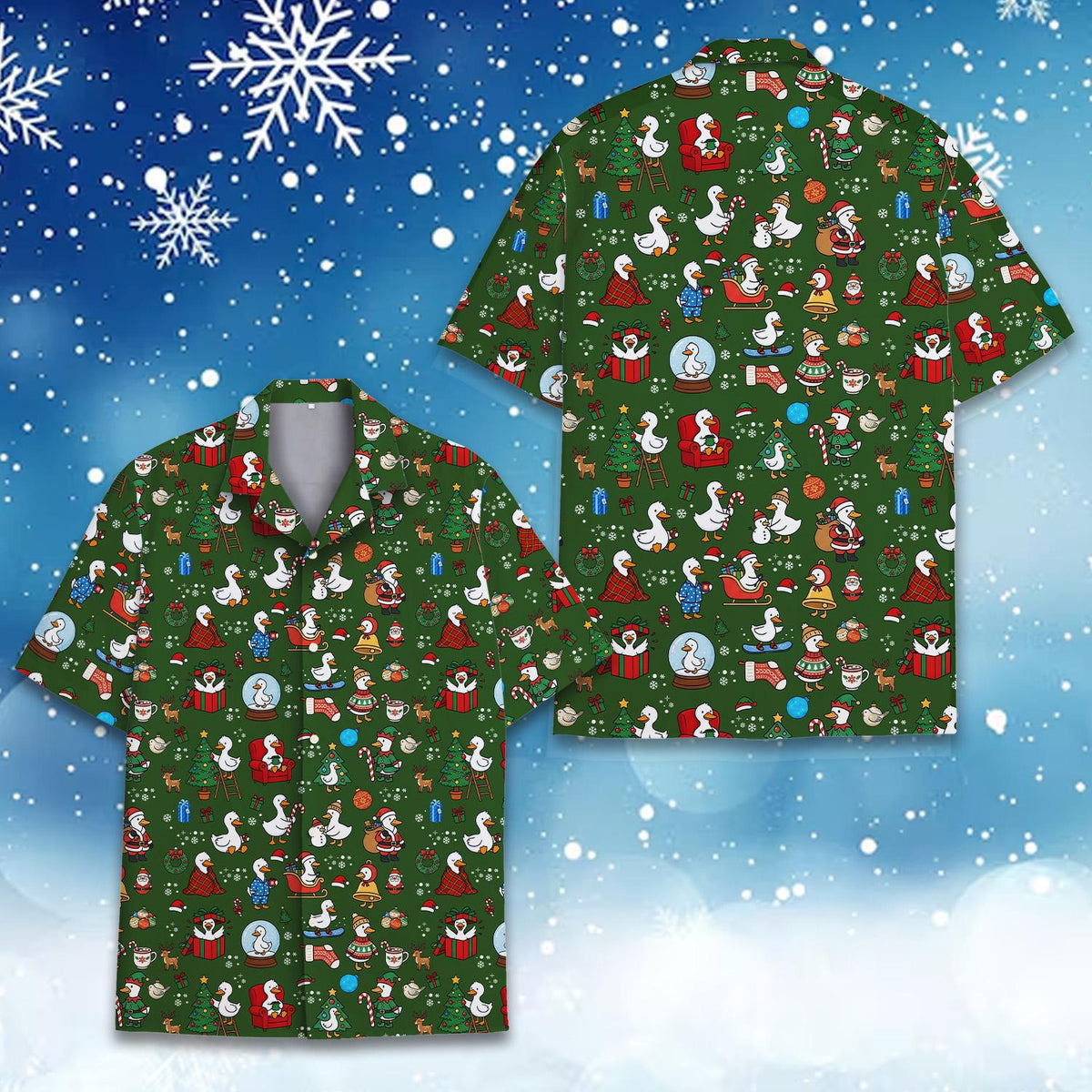 Christmas Goose Santa Tree Cute Holiday 2 – Hawaiian Shirt