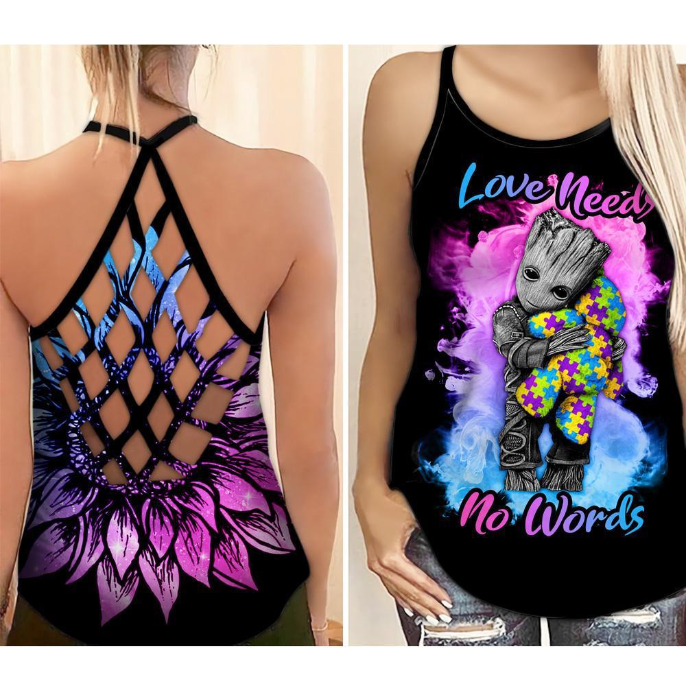 Autism Awareness Love Needs No Words – Hollow Tank Top