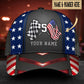 Custom Racing American Flag Name Number – Classic Cap