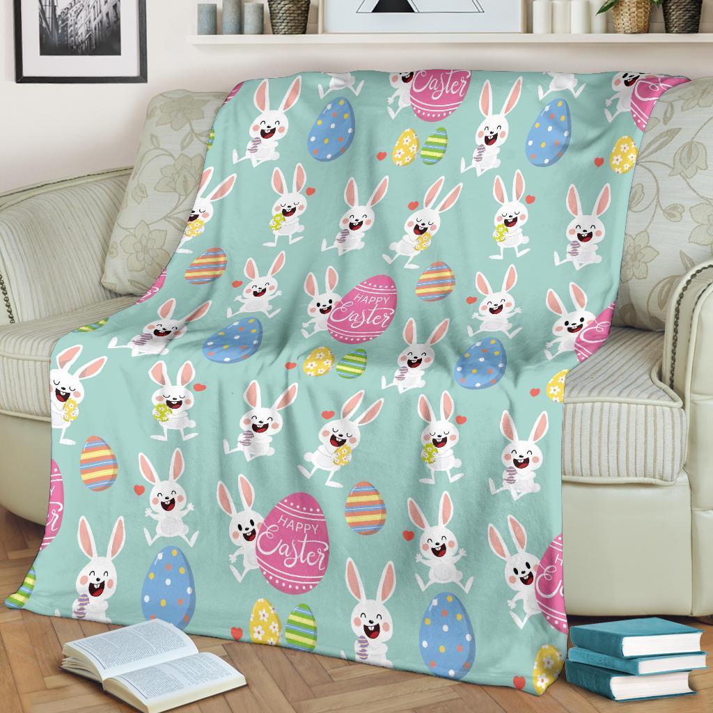 Easter Bunny Egg Pattern Flannel Blanket For Bed Sofa And Reading Nook Decor