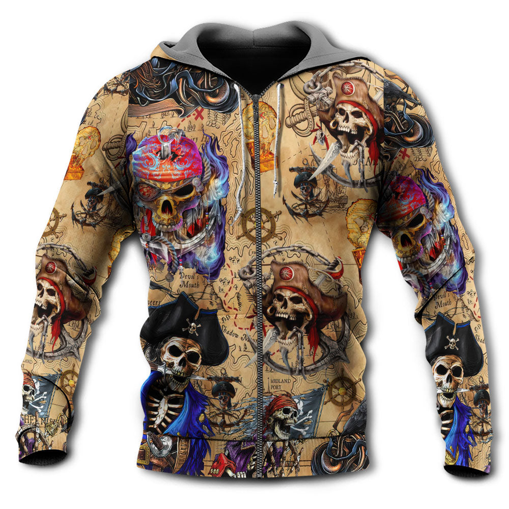 Pirate Skull Treasure Map - 3D Hoodie