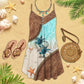 Leather Turtle Beach Love – Women's Summer Sleeveless V-Neck Camisole Dress