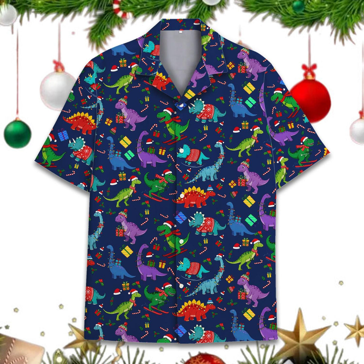 Christmas Dinosaur Funny Dino Holiday Party 2 – Hawaiian Shirt