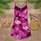 Flamingo Loves Summer Tropical Vibes Limited 8 – Women's Summer Sleeveless V-Neck Camisole Dress