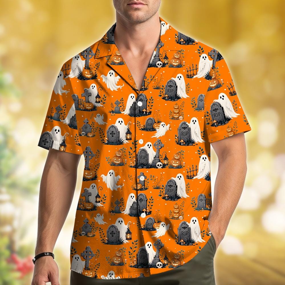 Halloween Ghost Graveyard Pumpkin Spooky Party 2 – Hawaiian Shirt